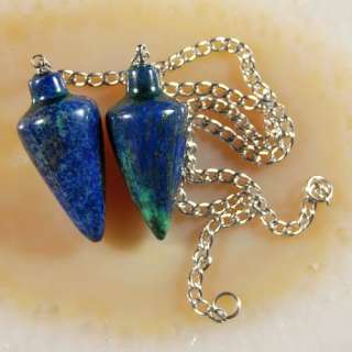 Y0556 Two lapis chrysocolla pendulum pendant  