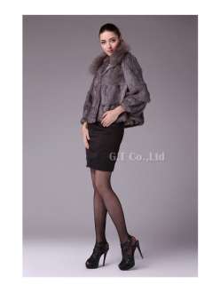 0478 Rabbit Fur Raccoon Fur Elegant Coat Jacket overcoat parka apparel 