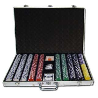 1000ct Aluminum Case Striped Dice Poker Chip Set  