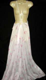 Pastel Floral Nylon Long Nightgown Semi Sheer 3X  