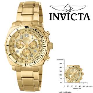   Mens Watch Chronograph Gold Dial 18k Gold Plated Stainless Steel 0619