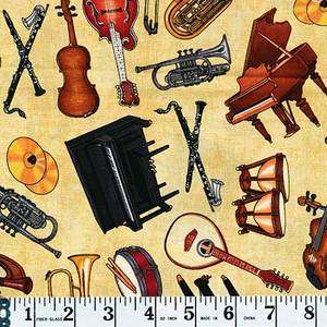 RJR Fabrics Perfect Pitch 0741 2 Musical Instruments scattered by Dan 
