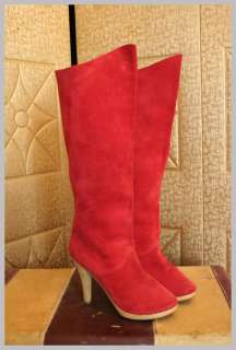 Vintage 70s 80s Red Suede High Heel DISCO Boots 6  