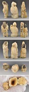 Asian Ox Bone Male Figurines Netsuke Lightly Colored 2  