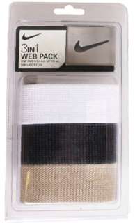 NEW Nike Golf Web Belt 3 in 1 Pack Swoosh Buckle One Fits All 