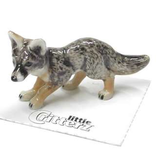 Little Critterz Climber Gray Fox Miniature Figurine Wee Animal 