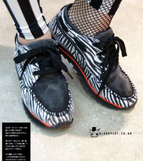  Bloodycat Zebra Animal Print Black White Punk Sneakers Emo Shoes