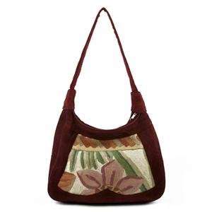   03 MRN Maroon Hemp & Kashmiri Wool Handbag With Zipper Closure Beauty