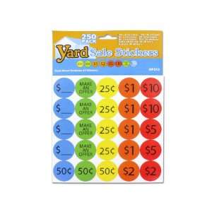  250 Piece yard sale pricing stickers   Case of 144 Office 