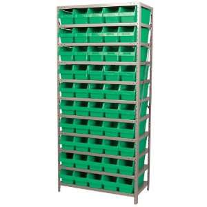   Inch H Powder Coated Steel Shelving Unit with 10 Shelves and 50 Green