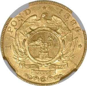 South Africa ZAR GOLD 1 Pond 1896 NGC AU Details Stratches (Very 