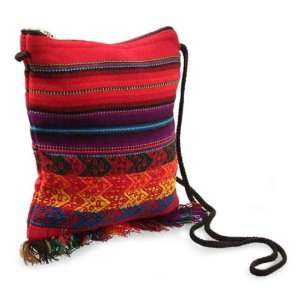 Wool shoulder bag, Inca Faces (red and black)  Kitchen 