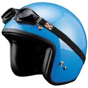 SparX Old School Bobber Open Face Pearl Motorcycle Helmet Sparkle Blue 