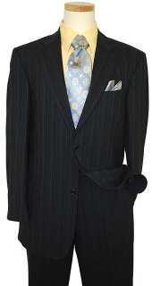 ZANETTI~LIFE~NAVY WITH SKY BLUE PINSTRIPE SUIT SIZE~42R  