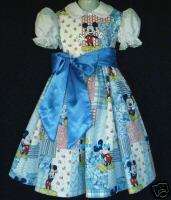 Disney Mickey Mouse Patchworks Cute Dress Sz 12m 10yrs  