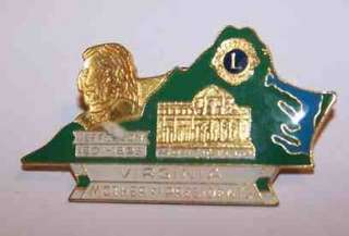 Vintage LIONS CLUB PIN * VIRGINIA * STATE OF PRESIDENTS  