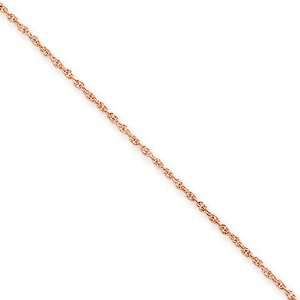  9 Inch 14k Gold Rose Gold 1.1mm Rope Chain Anklet Jewelry
