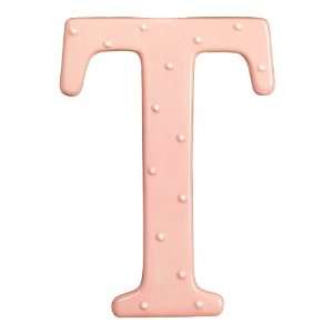  Alphabet Soup Ceramic Letter T, Pink 6 Inch Baby