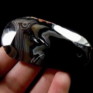 pretty facet black onyx agate pendant bead stone e1409  
