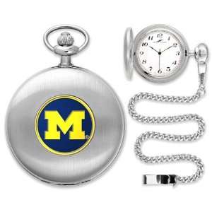    NCAA Michigan Wolverines Silver Pocket Watch