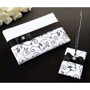  Black & White Guest Book with Pen Set Health & Personal 
