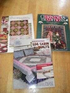Lot of 3 Quilting Craft Books LOG CABIN CHRISTMAS  