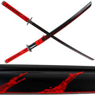 Carbon Steel Ninja Katana Black w/ Blood Splash 40 inch 844296061235 