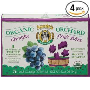   Homegrown Orchard Grape Organic Fruit Bites, 3.1500 Ounce (Pack of 4