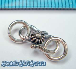 1x OXIDIZED STERLING SILVER FLOWER S HOOK CLASP 11.1mm #1454  