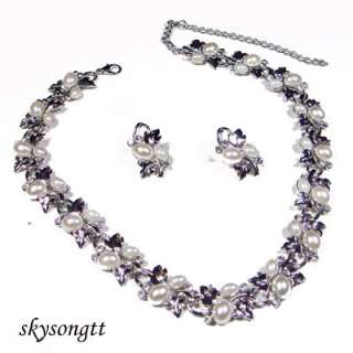 Swarovski Crystal Silver Plate Bead Necklace Set S1455S  