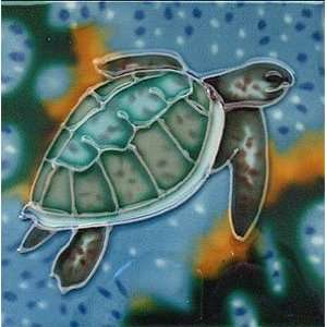  Loggerhead Turtle Decorative Ceramic Wall Art Tile 6x6 
