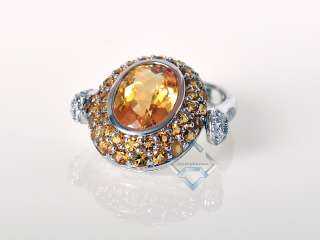 LeVian 14K White Gold and Citrine Swivel Ring WOW  
