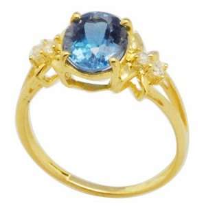  Sterling Silver London Blue Topaz and Cubic Zirconia Ring 