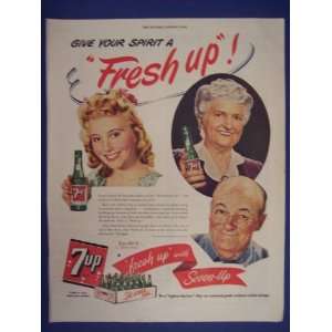 7up soda 1944 ad.give your spirit a Fresh up, wood case of 7up. 40s 