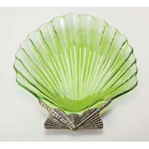  Green Glass Shell Plate