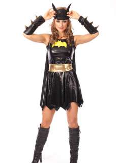 New Ladies Halloween Deluxe Gotham Batgirl Bat girl Fancy Dress 