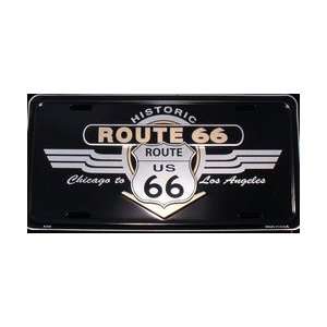   1030 Historic Route 66 Shield & Wing License Plate   X206 Automotive