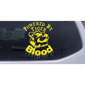 6in X 7.2in Yellow    Powered By Tiger Blood Funny Car Window Wall 