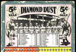1922 Diamond Dust Punch Board   BABE RUTH, Walter Johnson, Grover 