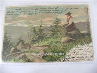EARLY SWISS POSTCARD   MOUNTAIN SCENE + STAMP   1903  