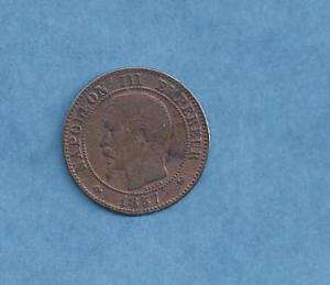 FRANCE COIN 1857 2 CENTIMES  