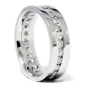 Mens 6MM 1.25CT Real Diamond Channel Set Eternity Ring Wedding Band 