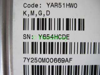   code yar51hw0 250gb sata hard drive date recovery code yar51hw0 k m g