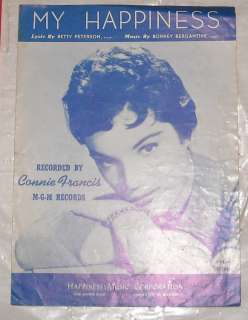 1955 MY HAPPINESS SHEET MUSIC Connie FRANCIS Photo Cvr  