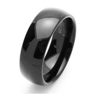 8MM Comfort Fit Tungsten Carbide Wedding Band Black Classic Domed Ring 