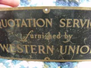 Antique Solid Brass Arts & Crafts Era Sign Western Union Quotation 