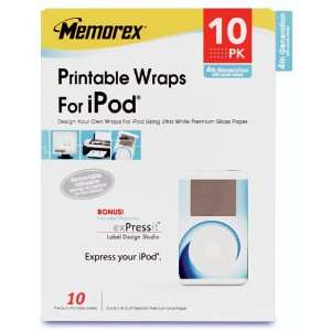  Memorex Printable iPod 4G Wraps (10 Pack)  Players 
