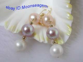 High style 10mm white pink lavender FW pearls earrings  