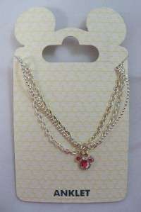 Crystal MICKEY MOUSE Ears Icon 3 strand anklet NEW on Card Walt Disney 