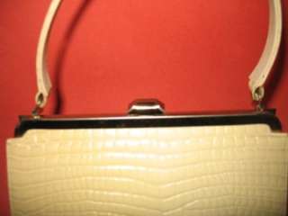 up for auction vintage yellowy cream embossed crocodile leather town 